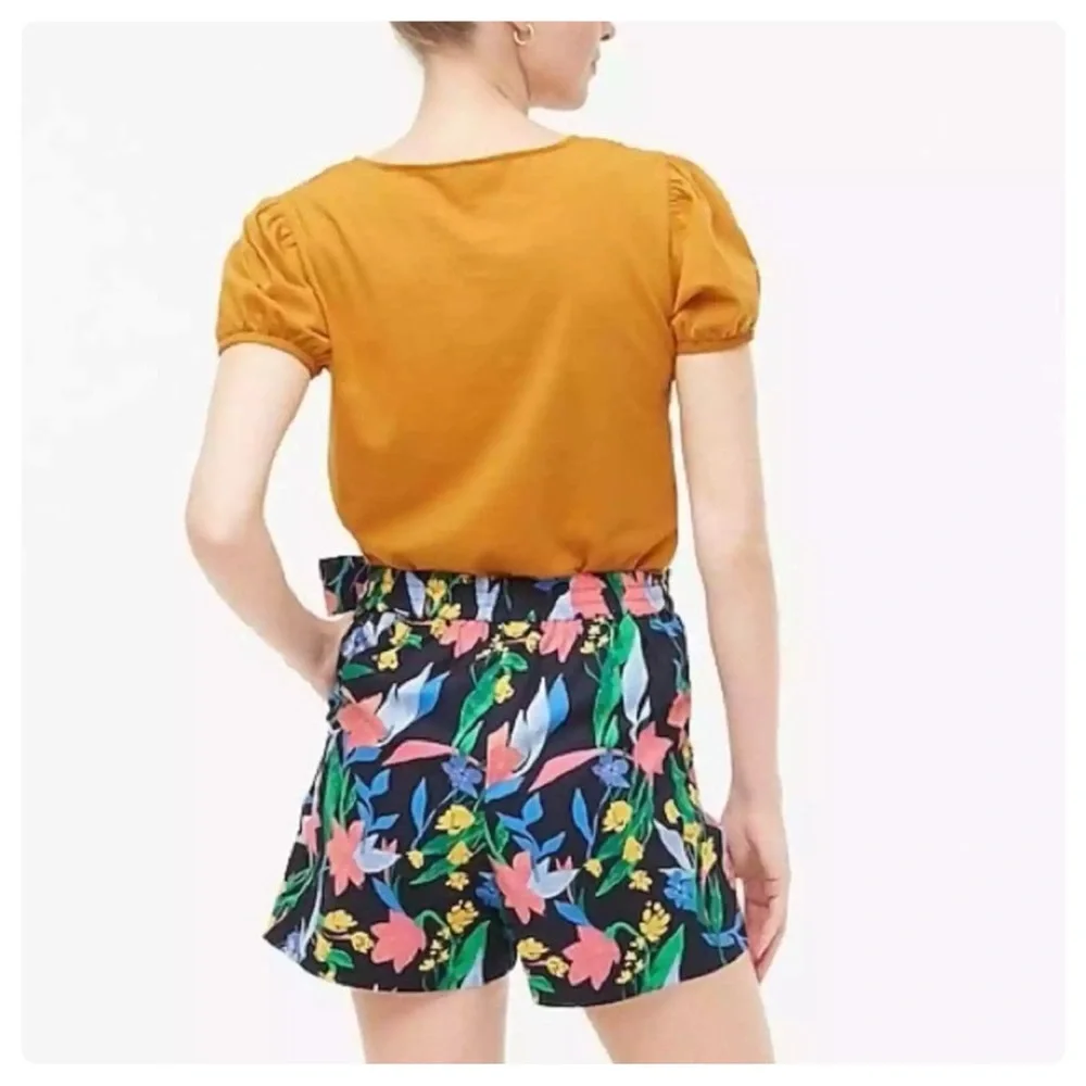 J. Crew Tie Waist Tropical Floral Poplin Shorts